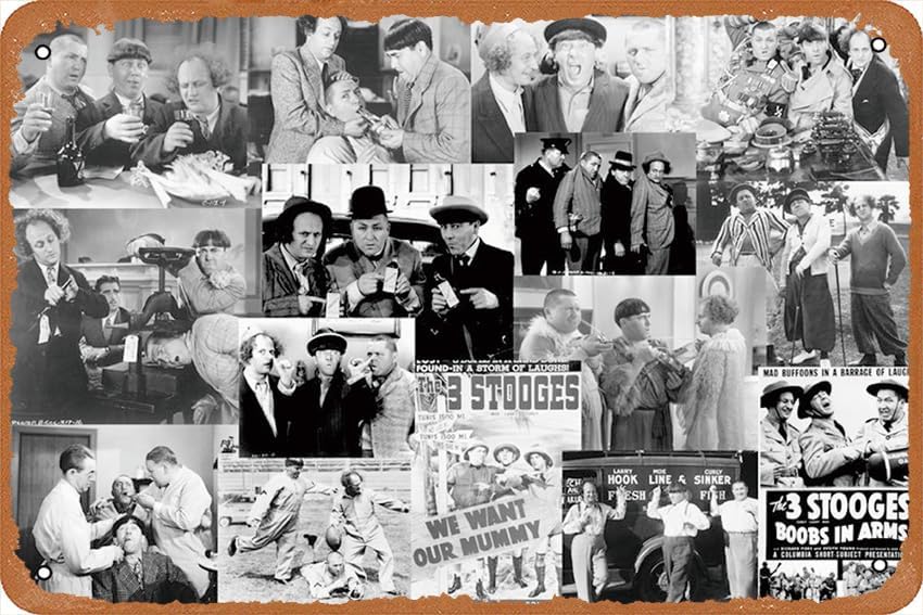 Vintage Collectible Posters - Üç Stooges Koleksiyonu Metal Tabela, Komik,